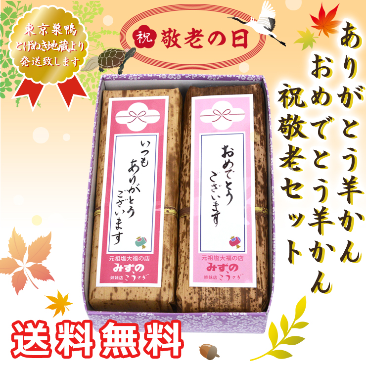 2018 敬老の日ギフト　ありがとう羊羹　おめでとう羊羹2本セット